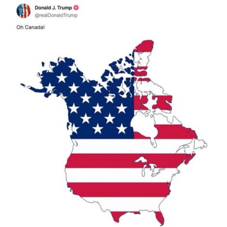 Trump Er veröffentlicht selber Karten, wo Kanada Teil der USA ist. Trump Er veröffentlicht selber Karten, wo Kanada Teil der USA ist.